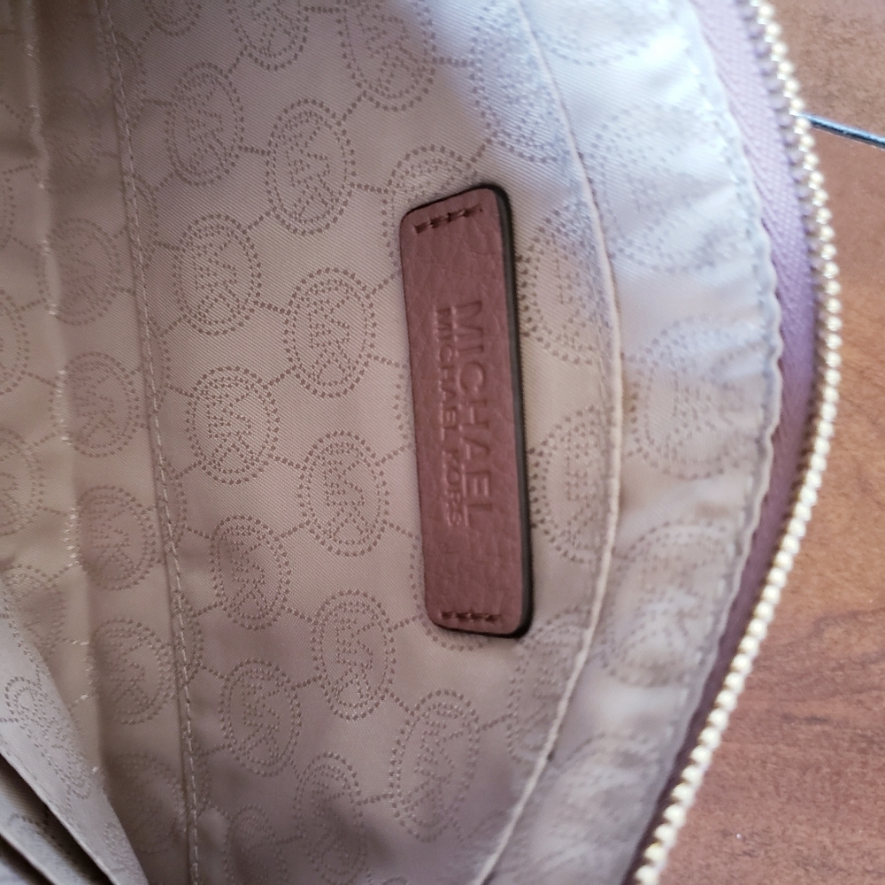Michael Michael Kors Large Zip Jet Set Wristlet Clutch Pebbled Leather Pink - Picture 10 of 15